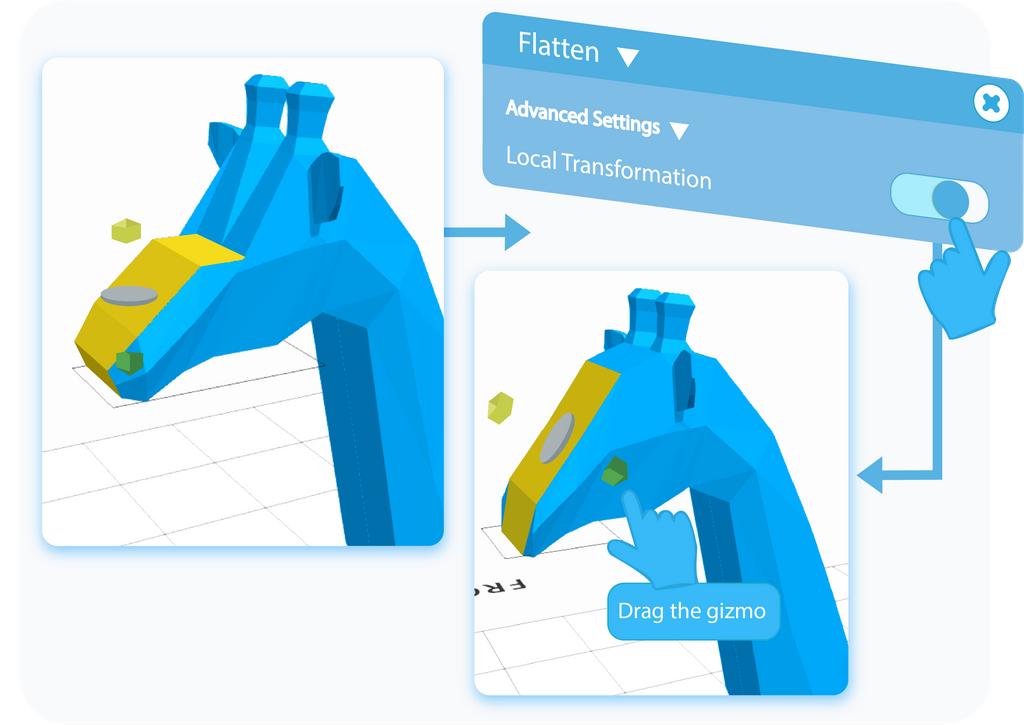 Toggle to enable the Local Transformation setting for the Flatten tool